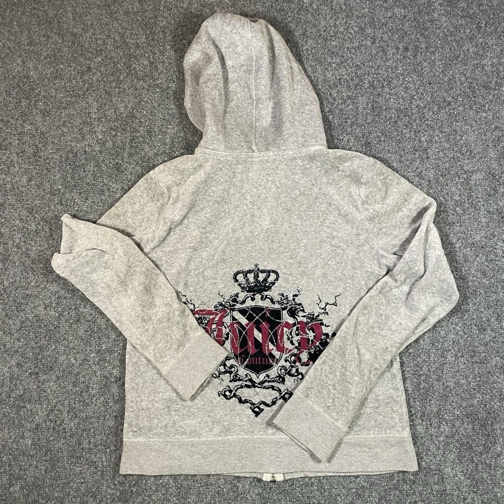 Vintage Juicy Couture Velour Track Zip Up J Zipper Hoodie Small Gray Jacket USA